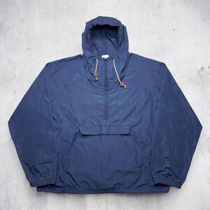 VTG 80s Columbia Nylon Hooded Anorak Pullover Windbreaker Jacket XL Navy USA
